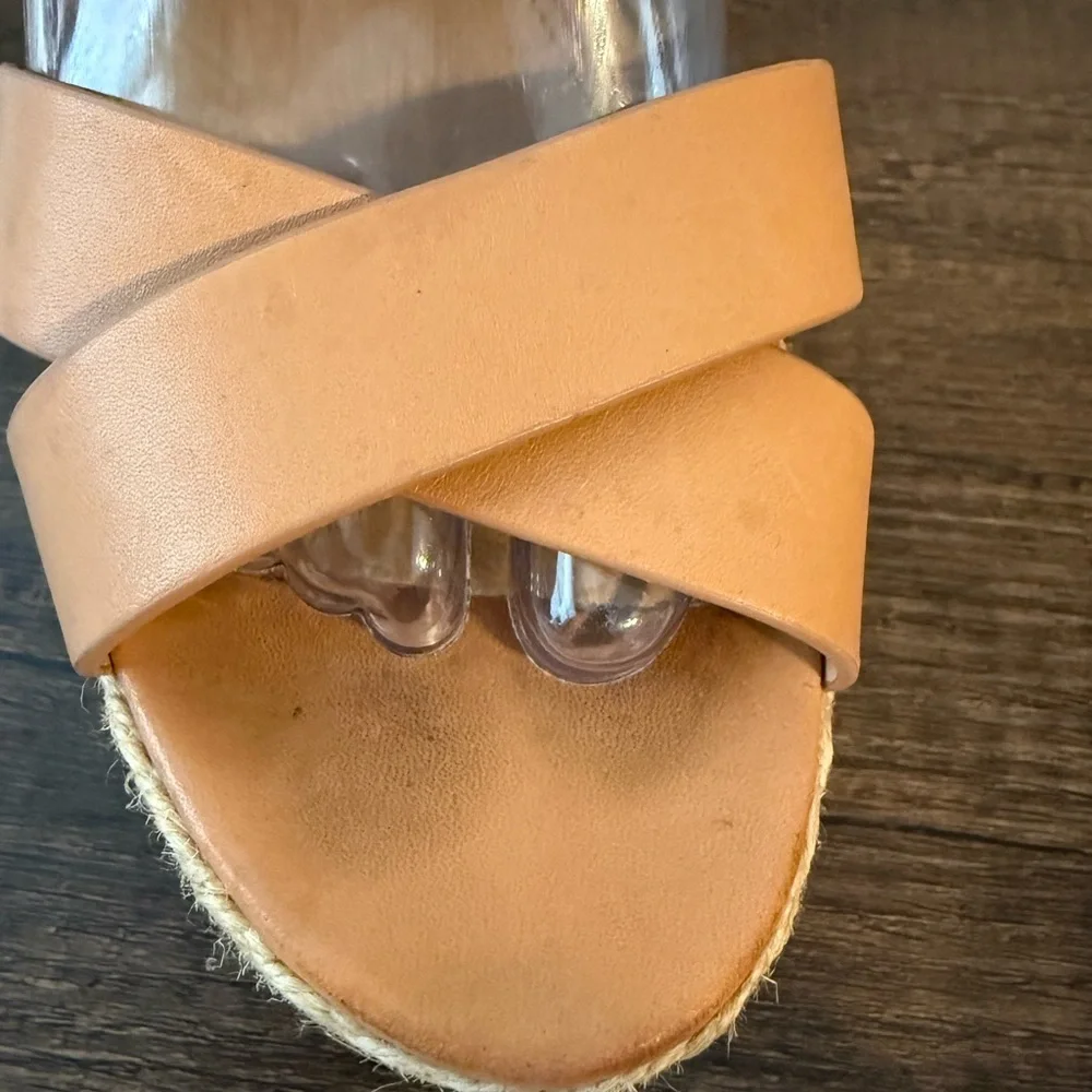 Michael Kors strapy tan Celia espridrile mid wedge platform‎ sandal size 9.5.
